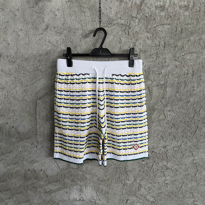 casablanca textured stripe knit drawstring shorts